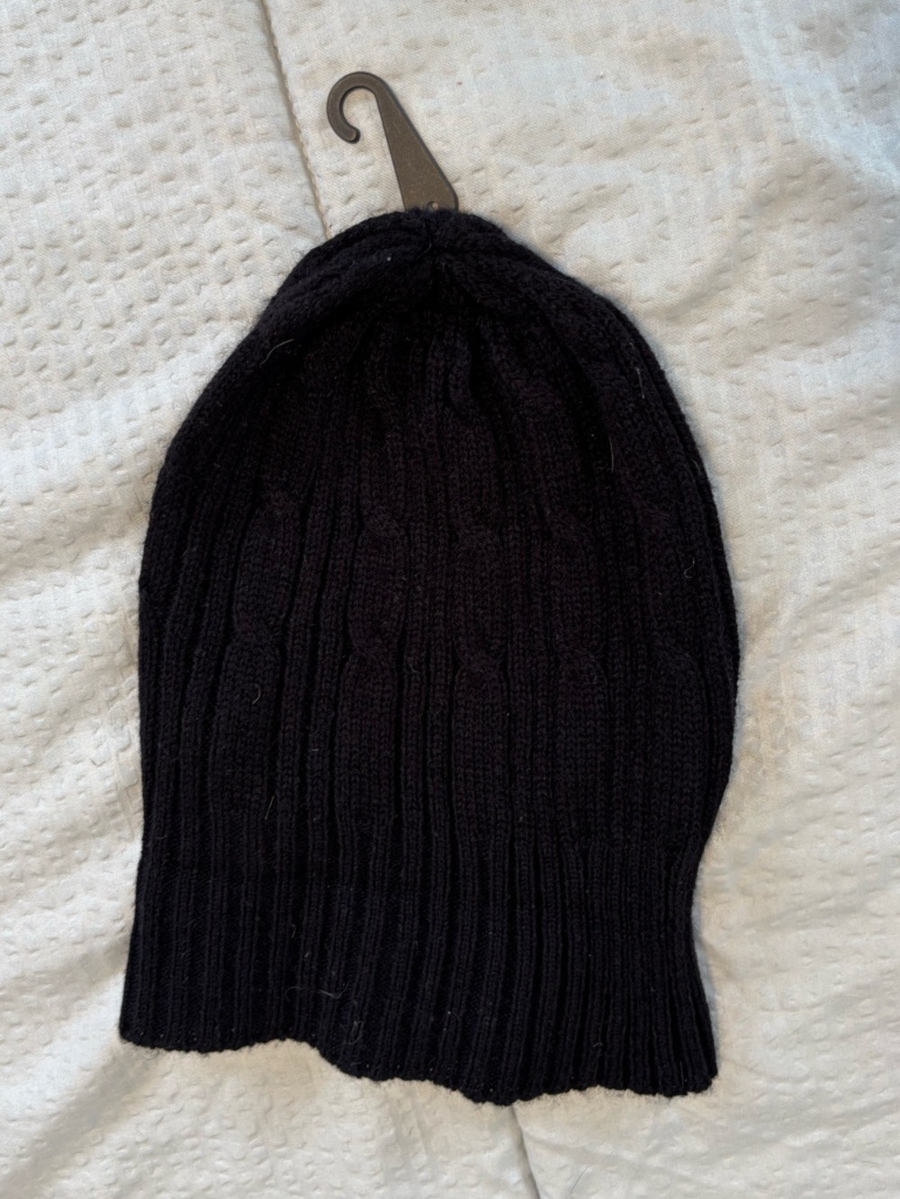 Majora Black Ribbed Cable Knit Acrylic Lightweight Hat Size USOS